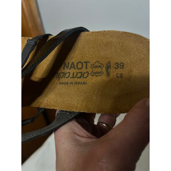 Naot Sandals Nancy Wedge Black Patent Leather Vacation Comfy Casual Travel 39/8 - Picture 2 of 6